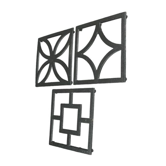 Set of 3 Cast Iron Breeze Block Trivets Kitchen Counter Home Decor Wall Art - Picture 2 of 5